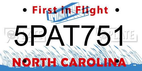 5PAT751 North Carolina License Plate