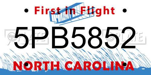 5PB5852 North Carolina License Plate
