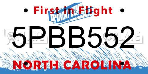 5PBB552 North Carolina License Plate