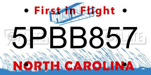 5PBB857 North Carolina License Plate