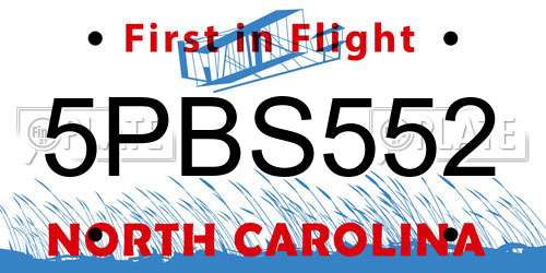 5PBS552 North Carolina License Plate