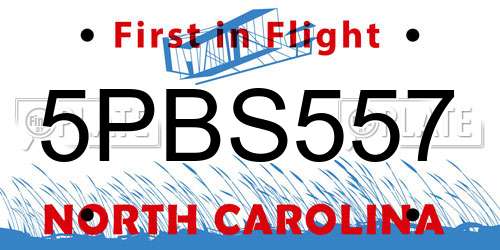 5PBS557 North Carolina License Plate