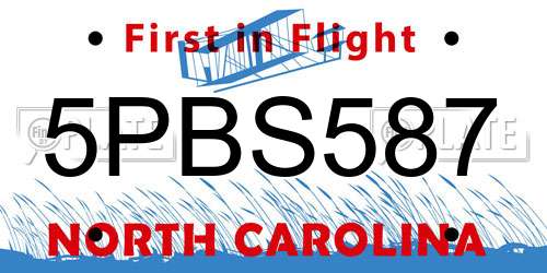 5PBS587 North Carolina License Plate