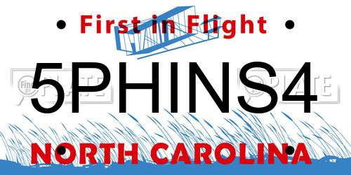 5PHINS4 North Carolina License Plate