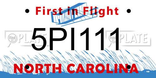 5PI111 North Carolina License Plate