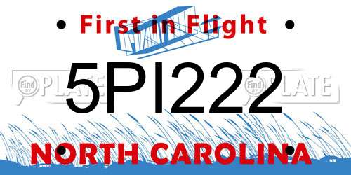 5PI222 North Carolina License Plate