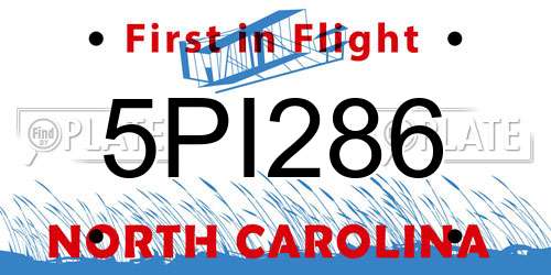 5PI286 North Carolina License Plate