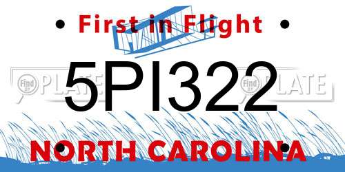 5PI322 North Carolina License Plate