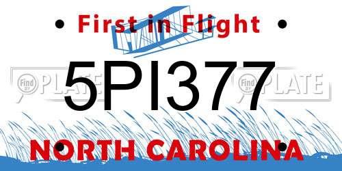 5PI377 North Carolina License Plate