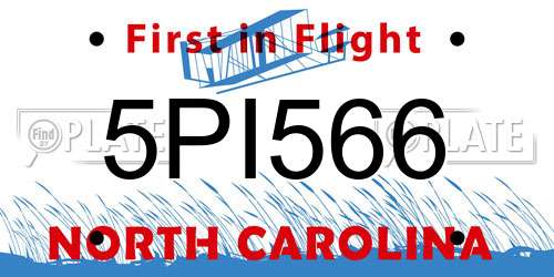 5PI566 North Carolina License Plate
