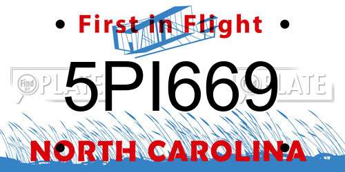 5PI669 North Carolina License Plate