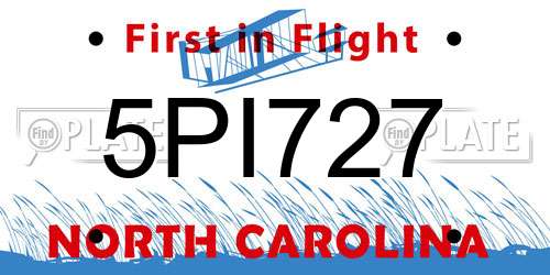5PI727 North Carolina License Plate
