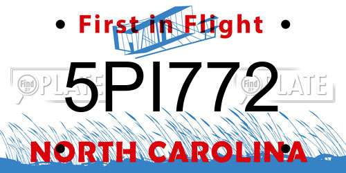 5PI772 North Carolina License Plate
