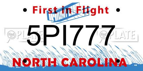 5PI777 North Carolina License Plate