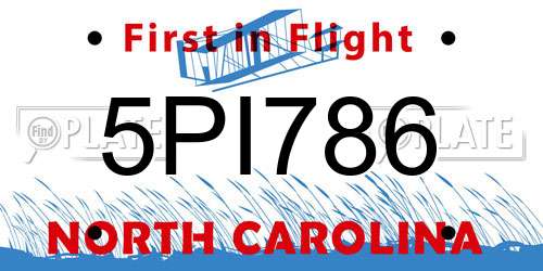 5PI786 North Carolina License Plate