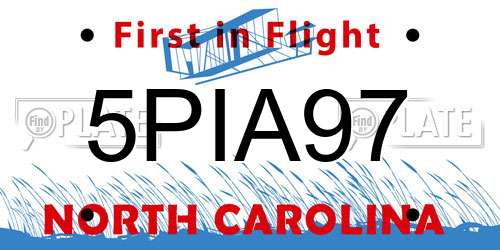 5PIA97 North Carolina License Plate