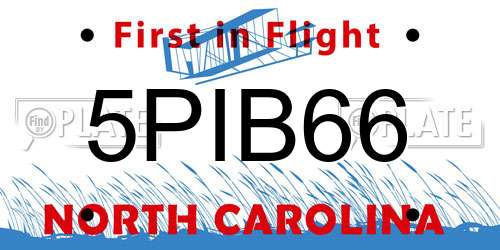 5PIB66 North Carolina License Plate