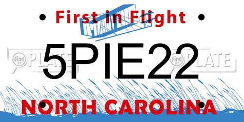 5PIE22 North Carolina License Plate