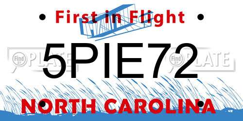 5PIE72 North Carolina License Plate