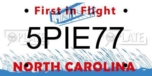 5PIE77 North Carolina License Plate