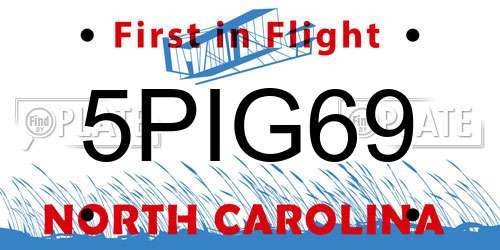 5PIG69 North Carolina License Plate