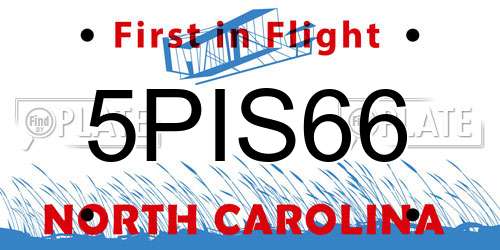 5PIS66 North Carolina License Plate