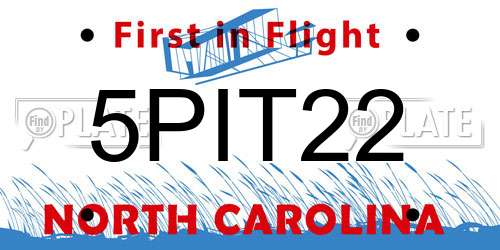 5PIT22 North Carolina License Plate