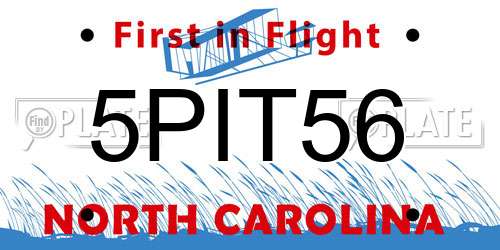5PIT56 North Carolina License Plate