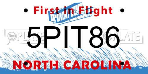 5PIT86 North Carolina License Plate