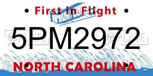 5PM2972 North Carolina License Plate
