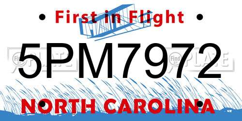 5PM7972 North Carolina License Plate