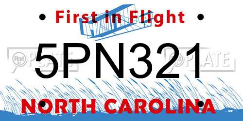 5PN321 North Carolina License Plate