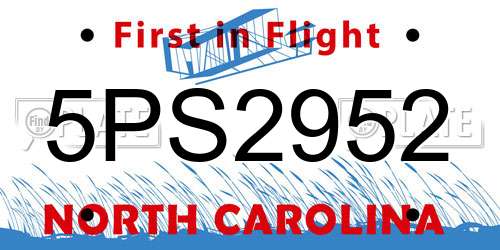 5PS2952 North Carolina License Plate