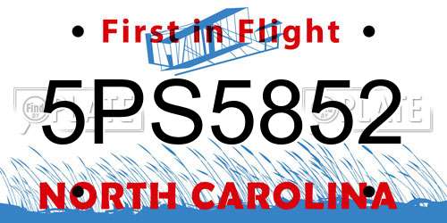 5PS5852 North Carolina License Plate