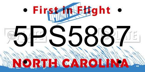 5PS5887 North Carolina License Plate