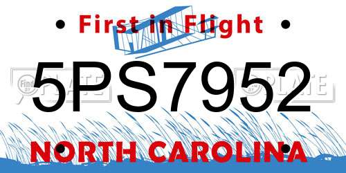 5PS7952 North Carolina License Plate