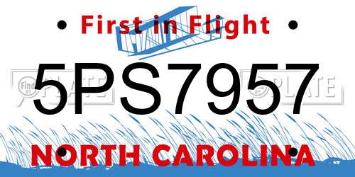 5PS7957 North Carolina License Plate