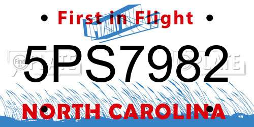 5PS7982 North Carolina License Plate