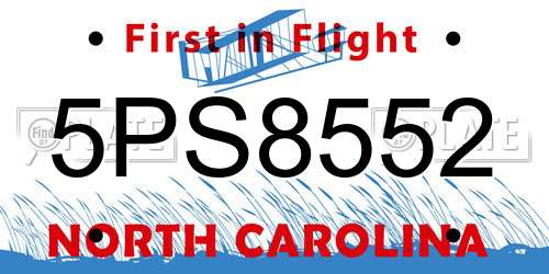 5PS8552 North Carolina License Plate