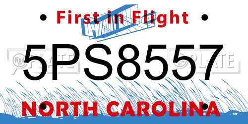 5PS8557 North Carolina License Plate