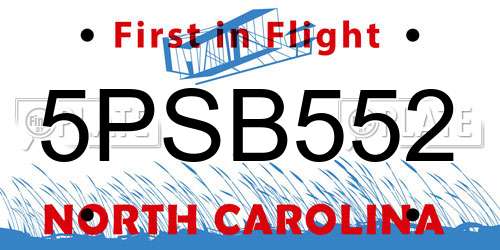 5PSB552 North Carolina License Plate