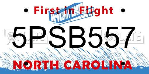 5PSB557 North Carolina License Plate
