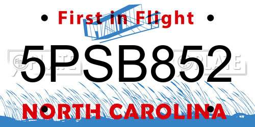 5PSB852 North Carolina License Plate