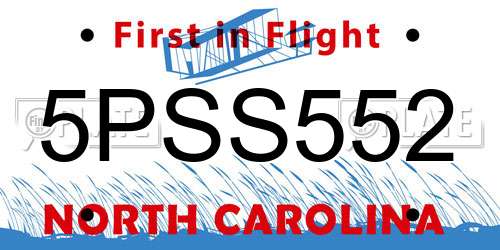 5PSS552 North Carolina License Plate