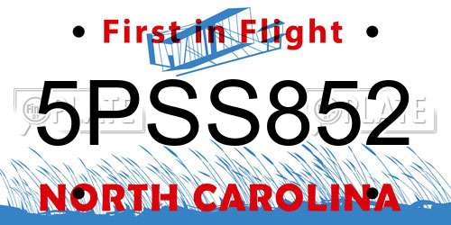 5PSS852 North Carolina License Plate