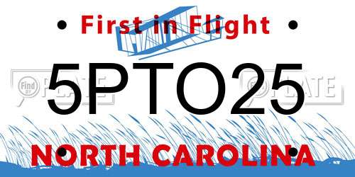 5PTO25 North Carolina License Plate