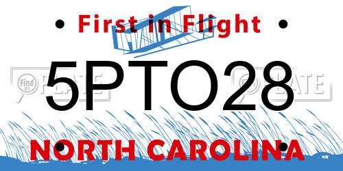 5PTO28 North Carolina License Plate