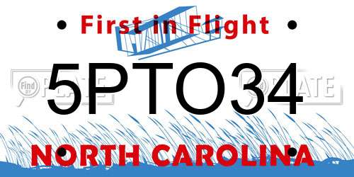 5PTO34 North Carolina License Plate