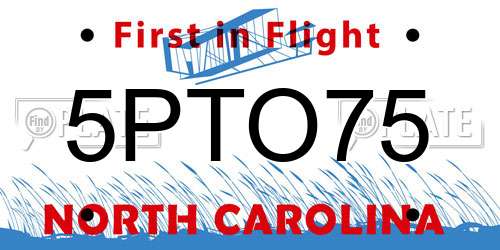 5PTO75 North Carolina License Plate