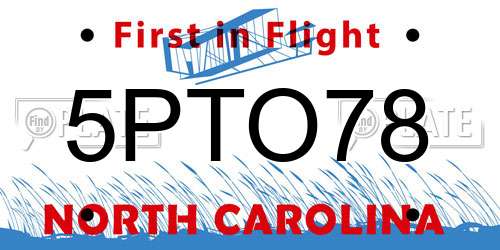 5PTO78 North Carolina License Plate
